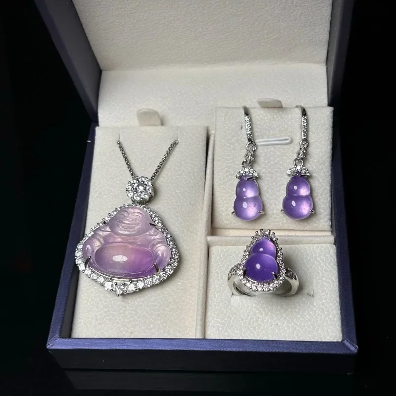 

Набор из натурального кварцевого нефрита, изысканный и модный набор из трех предметов, подходит для повседневного ношения или подарка