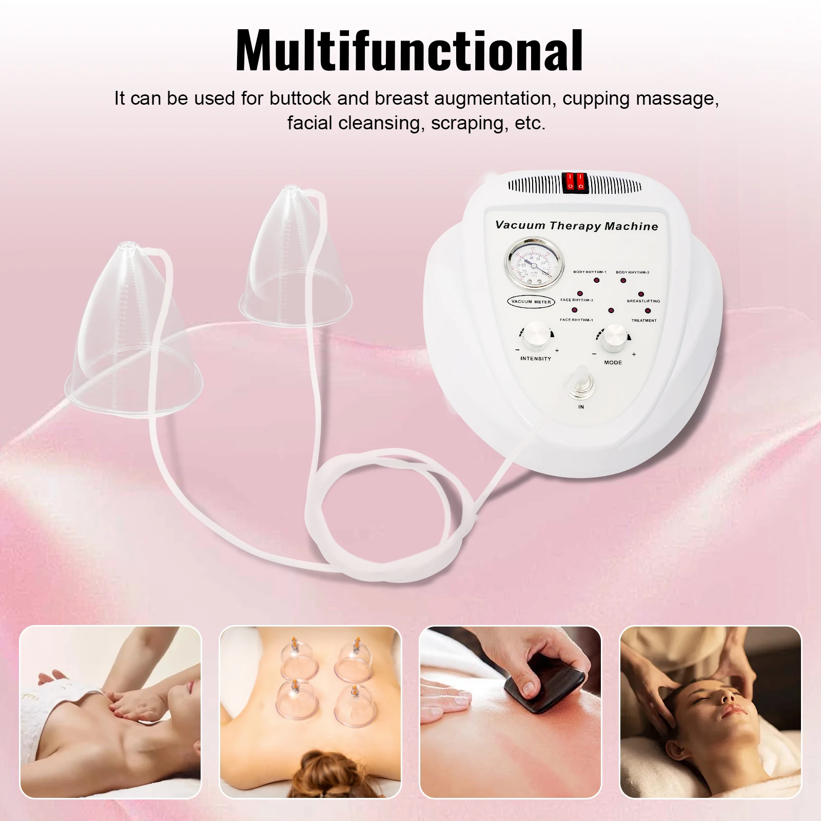 Machine amincissante multifonctionnelle anti-pression en matériau ABS avec coupelles de différentes tailles, adaptée aux soins des seins