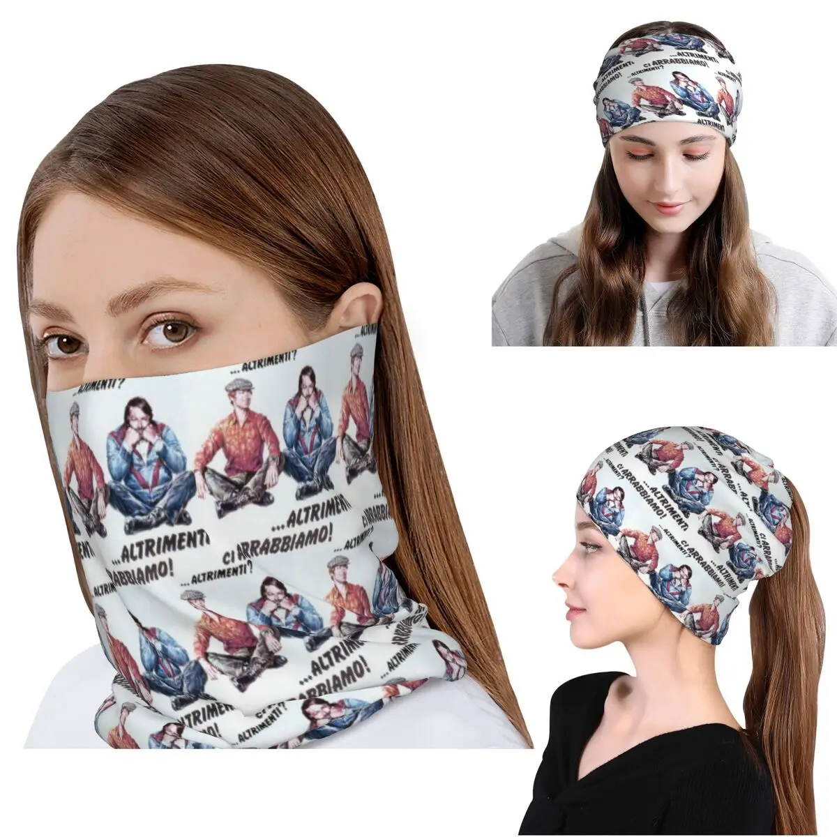 Maglietta Bud Spencer Terence Hill Bandana Halstuch Wickelschal Warme Kopfbedeckung Mütze für Männer Frauen Erwachsene Winter