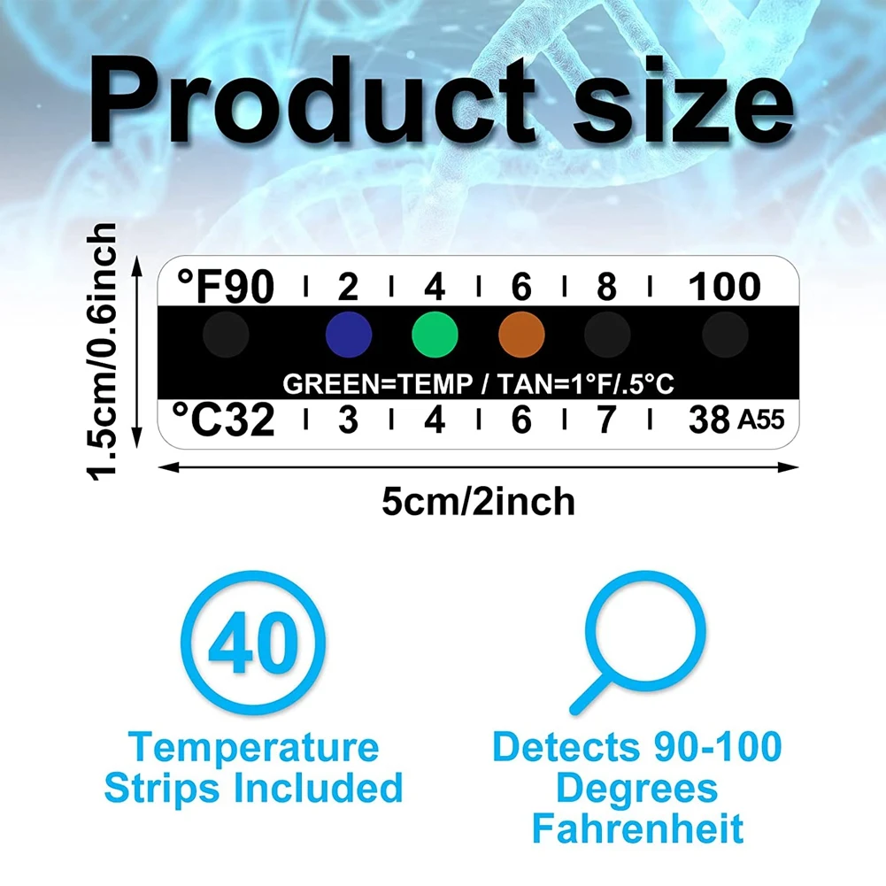 【Measuring】 40 Pieces Temperature Strips Testing Adhesive Temperature Strips 90 to 100 Fahrenheit Degree Temperature Sticker Sti