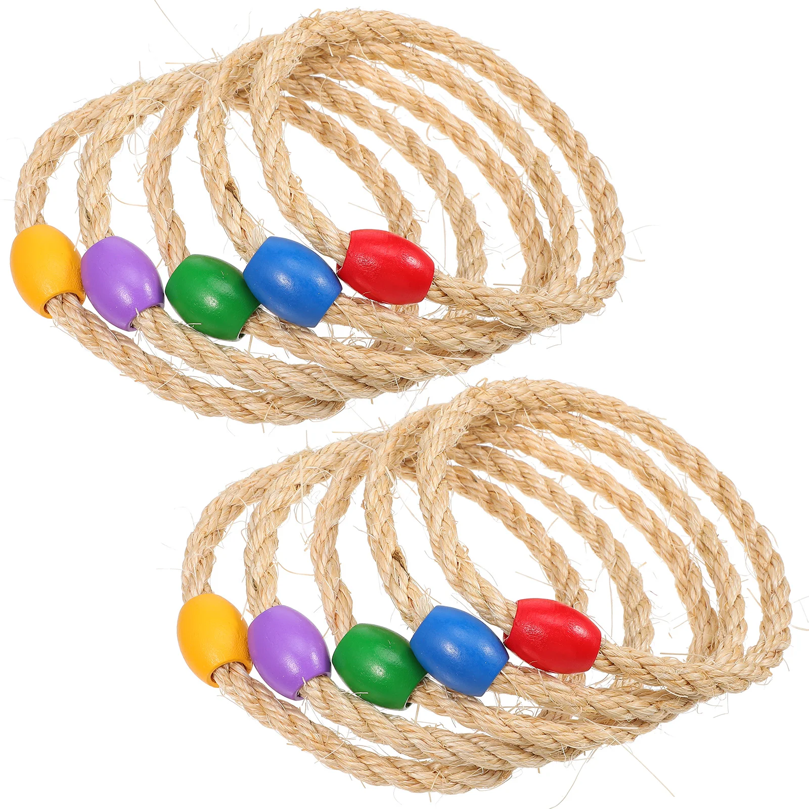 

10 Pcs Outdoor Rope Loop Throwing Rings For Kids Toss Toys Game Ferrule Carnival Wooden Party Child