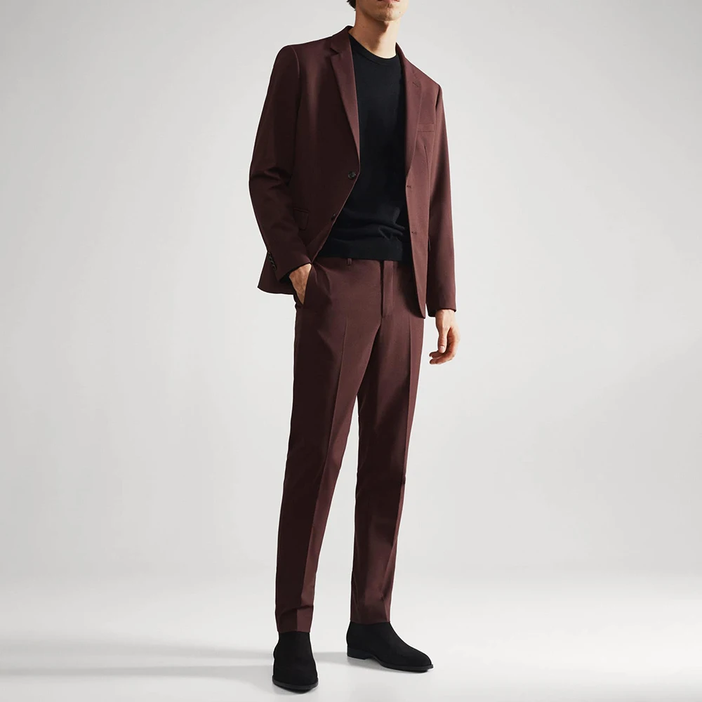 

Men's Suit Two-piece Suit Single-breasted Flat collar Blazer Pants Loose Style Casual Male American Suits