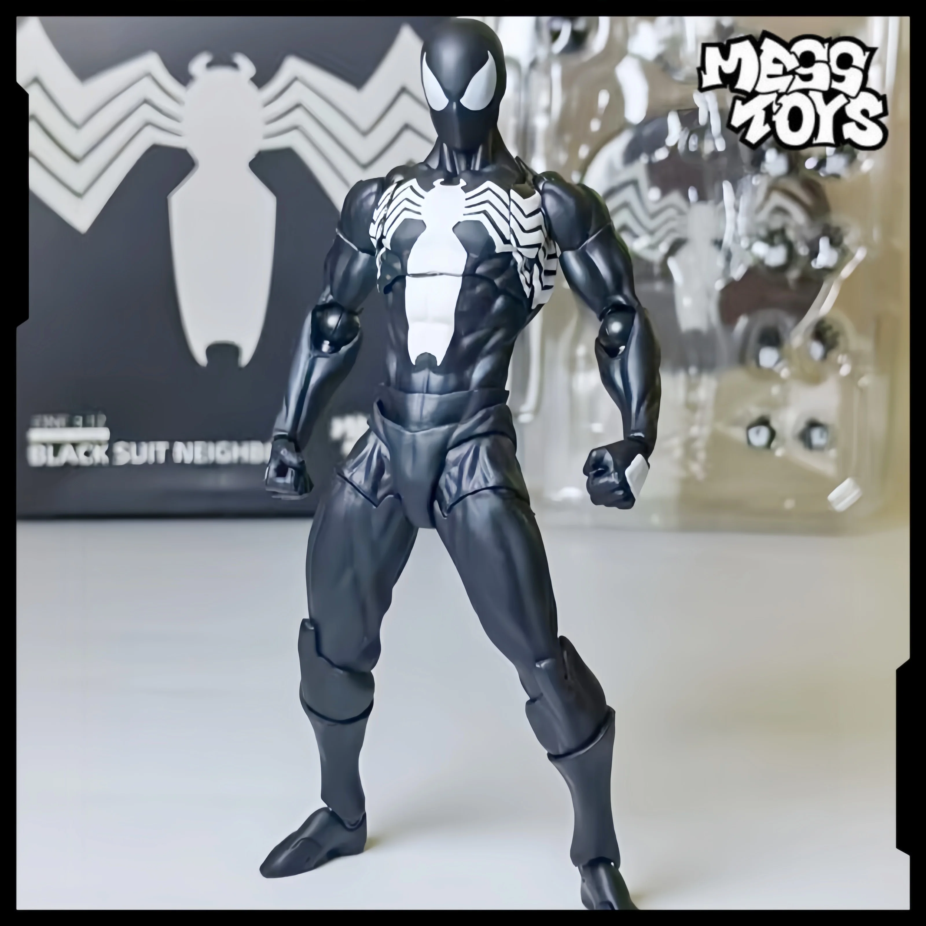 

Hot Mess Toys Black Spiderman Action Figure Anime Spider Red Black Suit Neighbor Symbiote Scarlet Spider Ct Toys Gift Toy