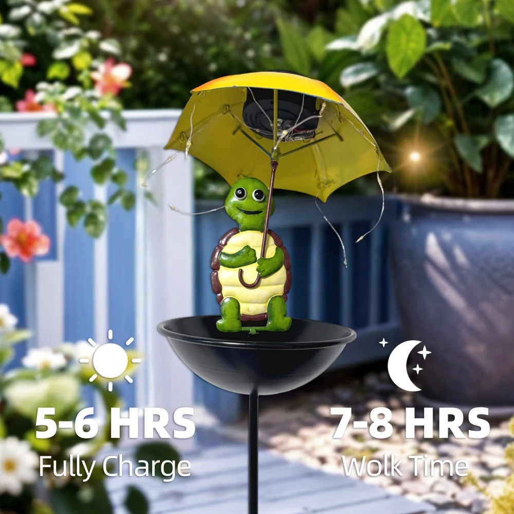 Zonne-verlichting Vogelvoeder Met Schildpad Holding Paraplu Solar Garden Light Solar Hummingbird Feeder voor Tuin Yard Balkon