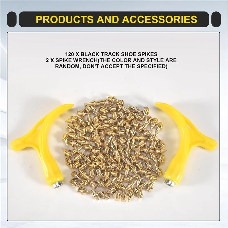 

AEF5-120 шт. 1/4-дюймовые гусеничные шипы для гусеничных обуви, сменные шипы для кросс-кантрі, короткие кроссовки с шиповым ключом
