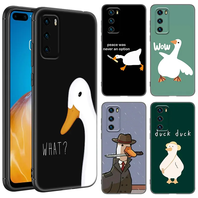 Duck Goose Game Phone Case For Huawei P8 P9 P10 P20 P30 P40 Lite E P50 P Smart Pro Z S 2018 2019 2020 2021 Soft TPU Black Cover