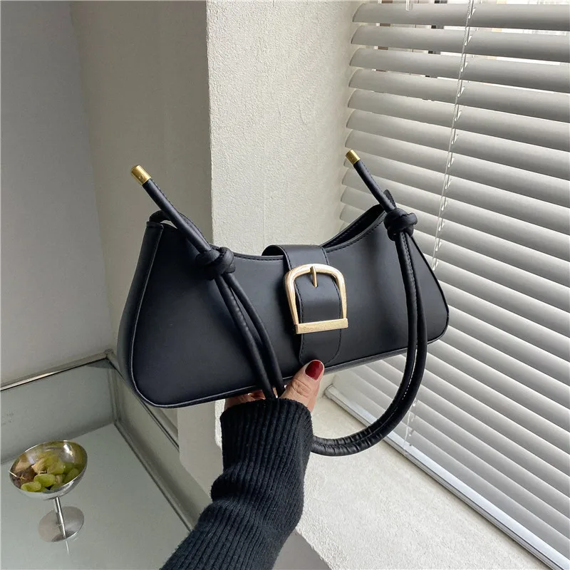 

Fashion Solid Color Small Handbags French Popular Retro Underarm Bag Female Casual Singe Shoulder Bags with Adjustable Strap