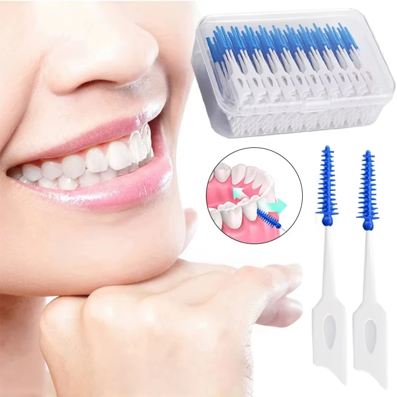 

Interdental Silicone Brushes 200 Units Dental Toothpicks Brush Between Teeth With Thread Oral Cleaning Tools teeth whitening