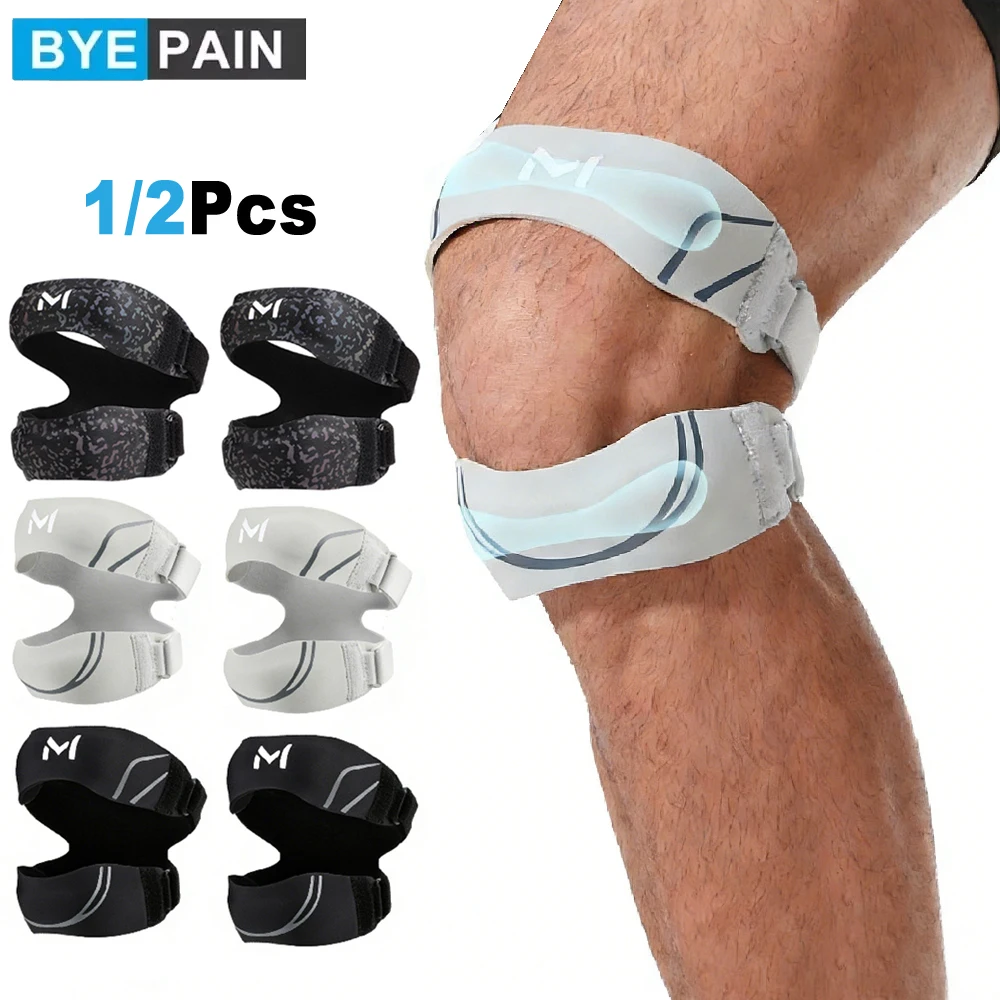 1/2PCS Knee Brace for Men Women, Adjustable Patellar Tendon Support Band with Dual Silicone Pads for Running, Hiking, Basketball