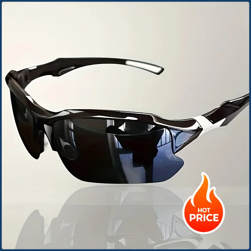 Sporty Half-Frame Polarized Sunglasses with Reflective Blue Lenses Durable PC Material Ideal for Hiking Running Outdoor Eyewear