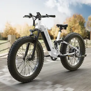 Image Electric Bike for Adults 960W, 48V 20AH Battery Adult Electric Bicycles, 26" Fat Tire Full Suspension Step-Thru Ebike