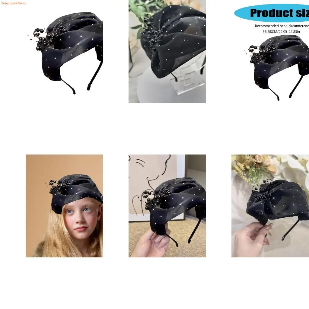 Q5WE Elegant Fascinator Hat Beaded Headband Hair Accessory Headwear for Women’s Evening Dresses and Vintage Banquets