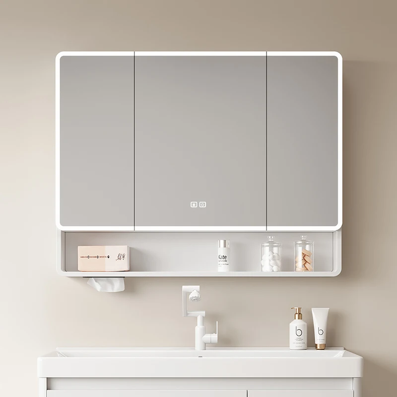 Multifunction Space Aluminum Bathroom Cabinets Wall-mounted Nordic Make Up Mirror Cabinets Smart Furniture Arredo Bagno FYBC