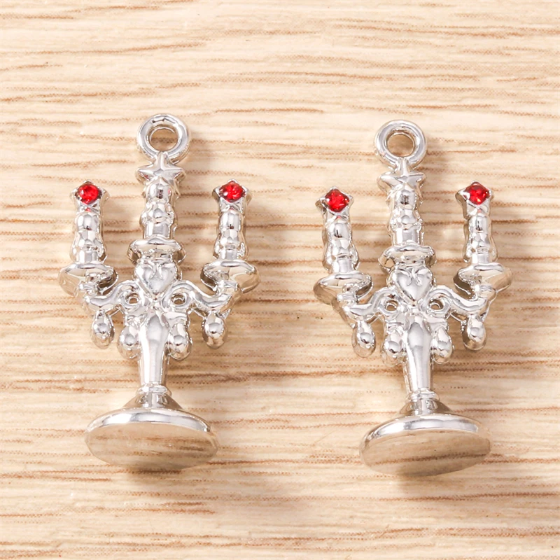 5 Stück 13 x 23 mm niedliche Metall-Kerzenständer-Form-Charms-Anhänger für Schmuckherstellung, Halsketten, Ohrringe, DIY, handgefertigtes Bastelzubehör – Detail 8