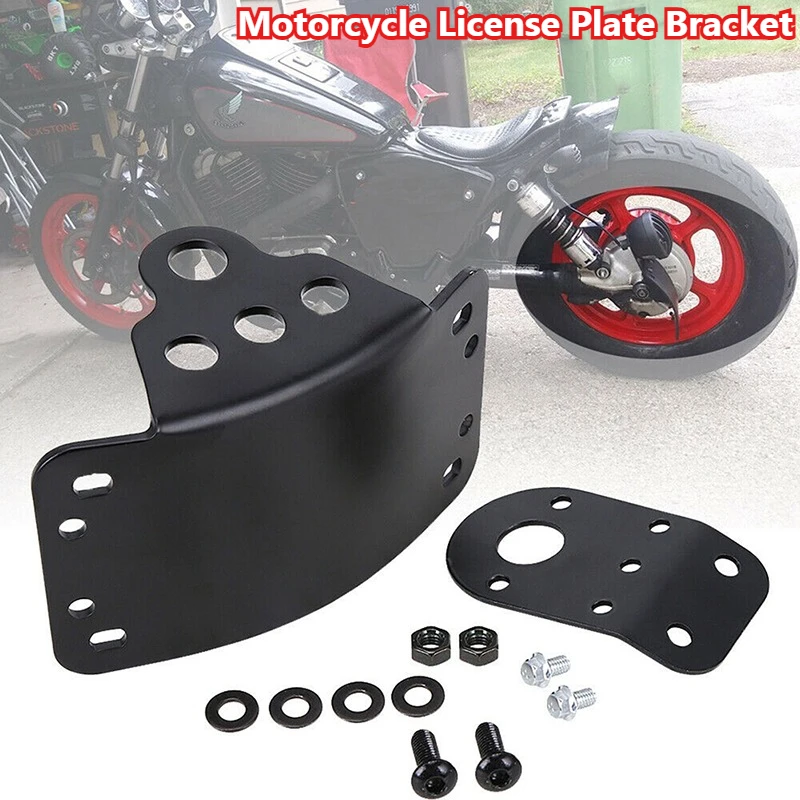 

Motorcycle Side Mount License Plate Bracket Tail Light Holder Black For Harley Honda Suzuki Yamaha Fit Most Old School Motorbike