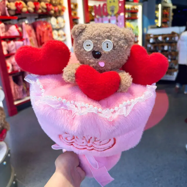 Universal Studios Beijing Minions Tim Bear Bouquet & Plush Hand Warmer - 2-in-1 Valentine's & Birthday Gift for Girls