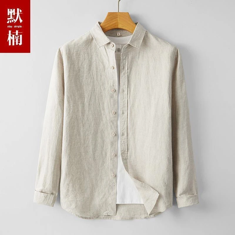 

Faionable Urban Men's Long Sve Cotton Linen Casual Slim Fit Color irt Breathable Soft Waed Versatile White irt