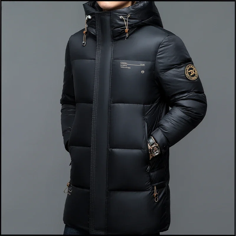 Clothing New 2024 Winter White Duck Down Jacket Solid Color Men's Coat Thick Warm Windproof Business Casacas Para Hombre