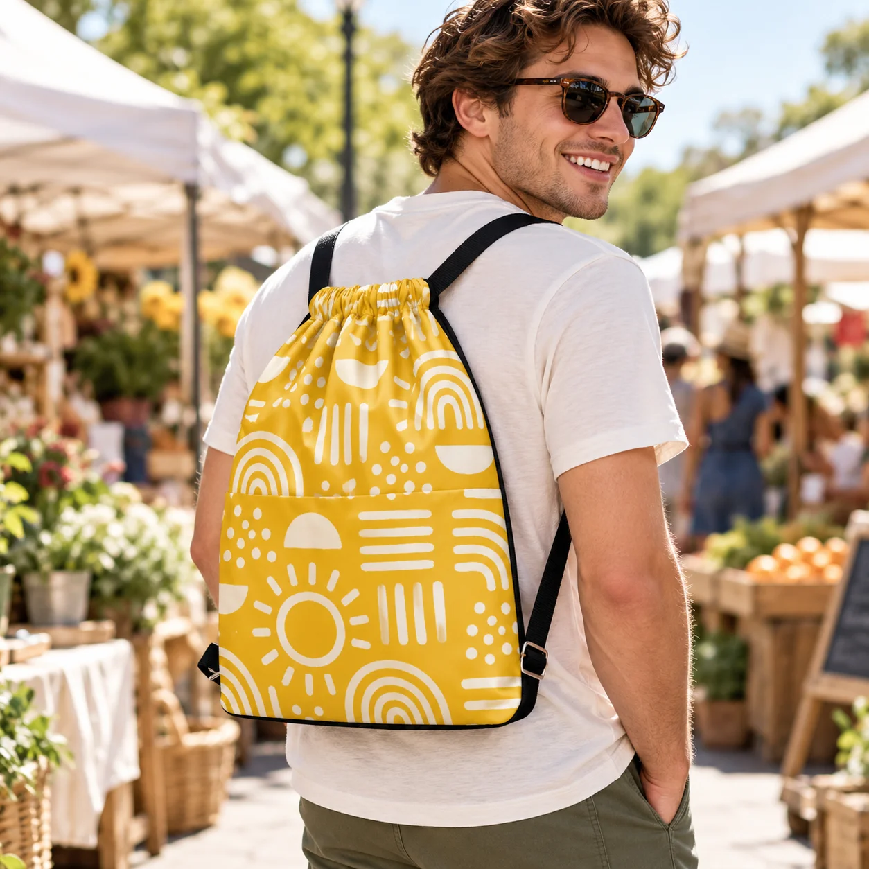 Customizable Christmas drawstring bags—creative Santa-themed backpacks that allow for personalized printing of names or initials