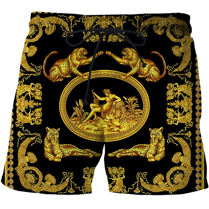 Shorts de praia de luxo com impressão 3D masculino, calção de praia, calção de banho casual para ginástica, kids board, calção de gelo
