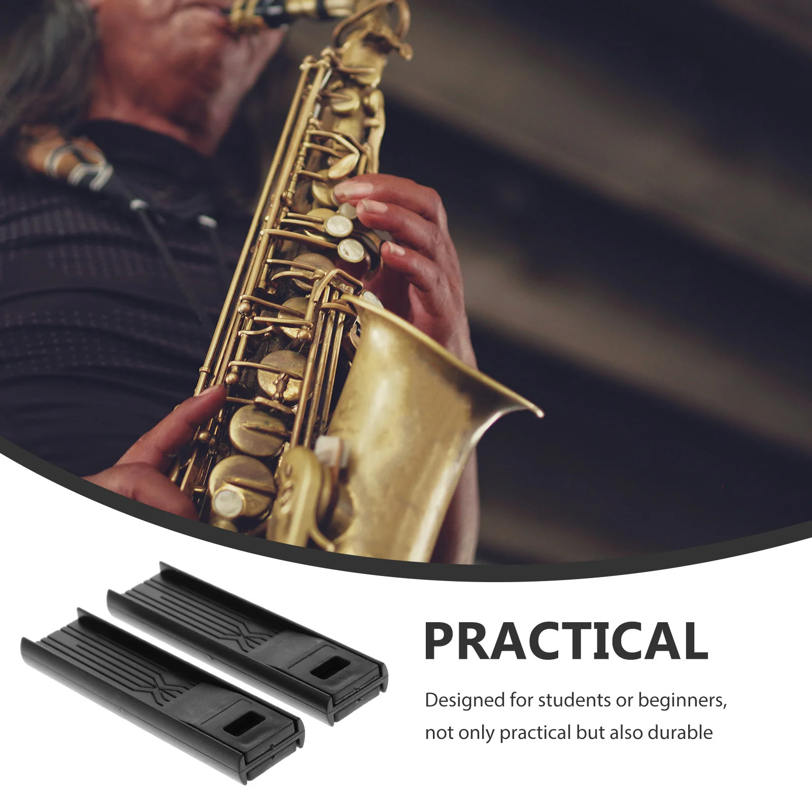 قطعتان من مشابك قصب الساكسفون، مادة ABS ممتازة متينة للطلاب المبتدئين، ملحقات أدوات الرياح المحمولة باللون الأسود #5