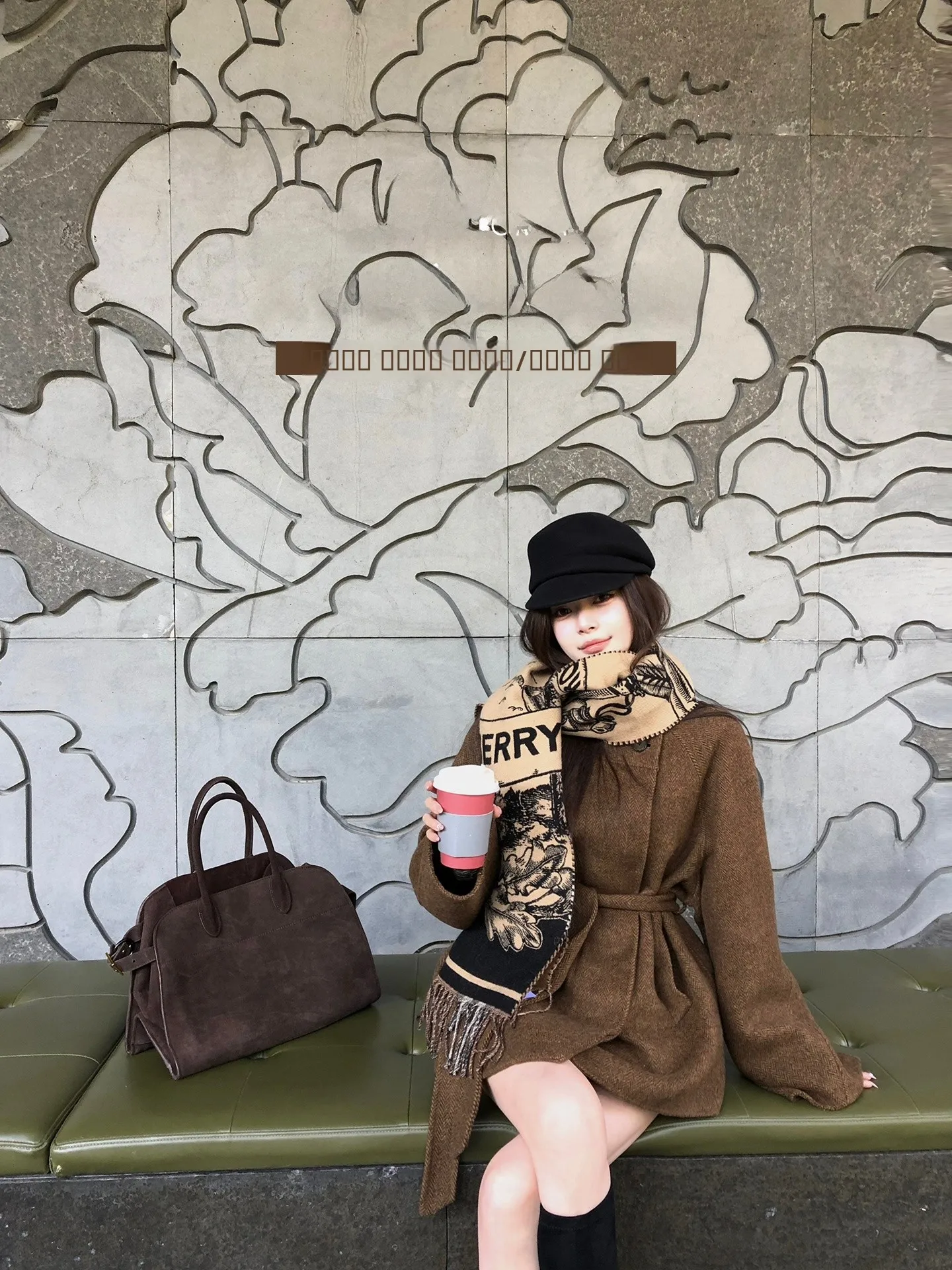 

Chen Jin Double-Faced Woolen Coat Women's Stand Collar Waist-Cinching Winter Faion Outerwear Life Amber Brown Color