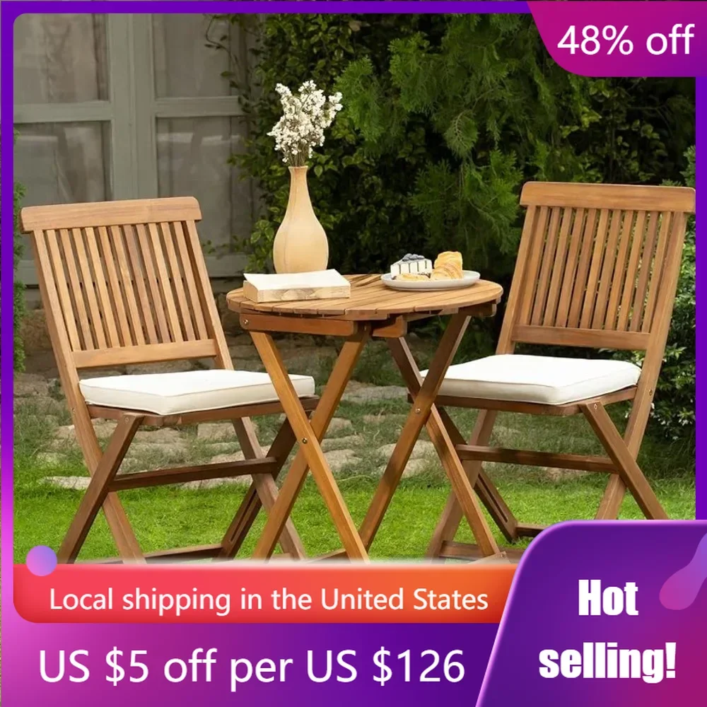 

Round Table Heavy Duty 400lbs Capacity Patio Bistro Set 3 Piece Outdoor Garden Furniture Sets Chair Freight free