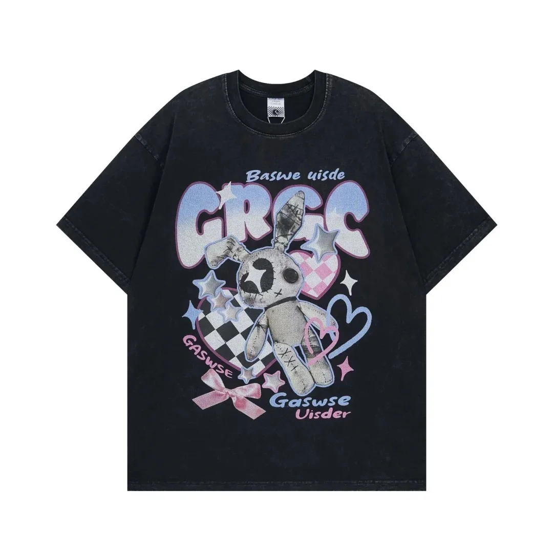 Repeat The Classic Pattern of The 1980s 2026 Summer Men's and Women's High Street Harajuku T-shirt Rich Retro Casual Loose Top