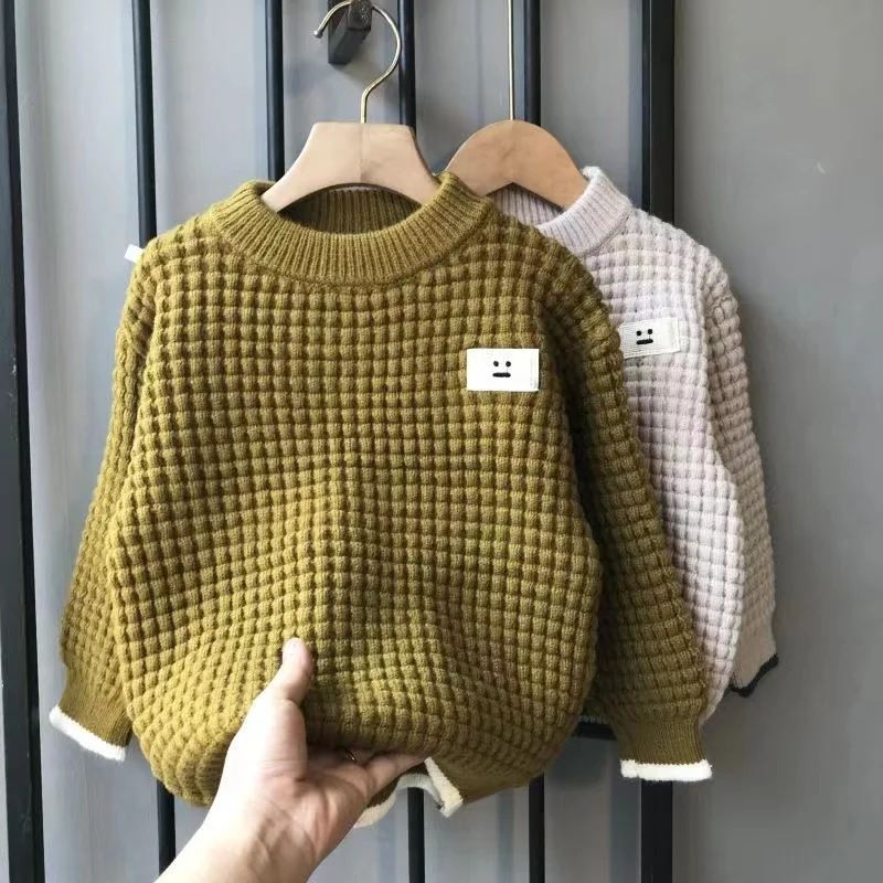 

2024 New Children'S Soft Skin-Friendly Boys Casual Simple Girls Fashion All-Match Spring And Autumn Coat Knitted Sweater Trend