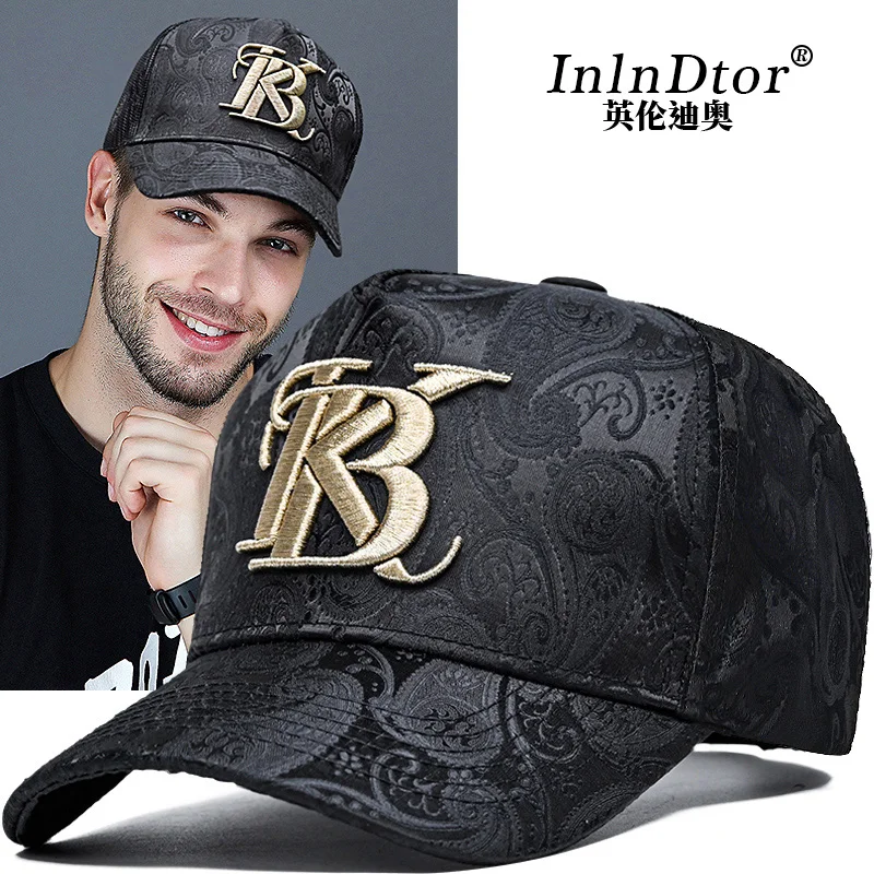 Casquette de baseball haute broderie pour hommes, imprimé noix de cajou, extérieur, décontracté, garniture de visage, quatre saisons, mode 2024