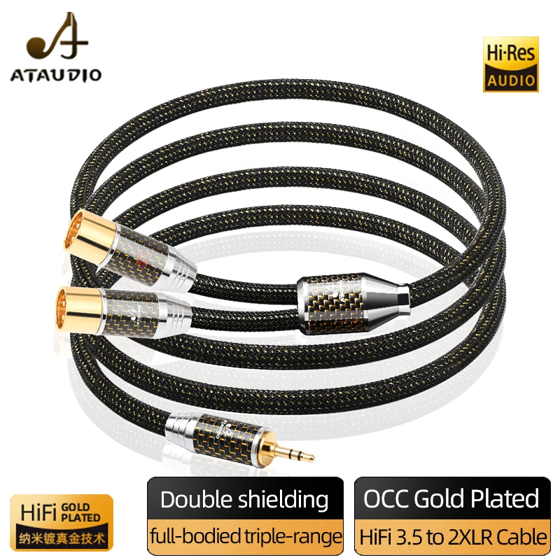 HiFi 3.5mm to 2XLR Cable for Mixer Amplifier High Quality OCC Gold-plated Core 3.5mm to 2XLR Male/Female Adapter Audio Cable