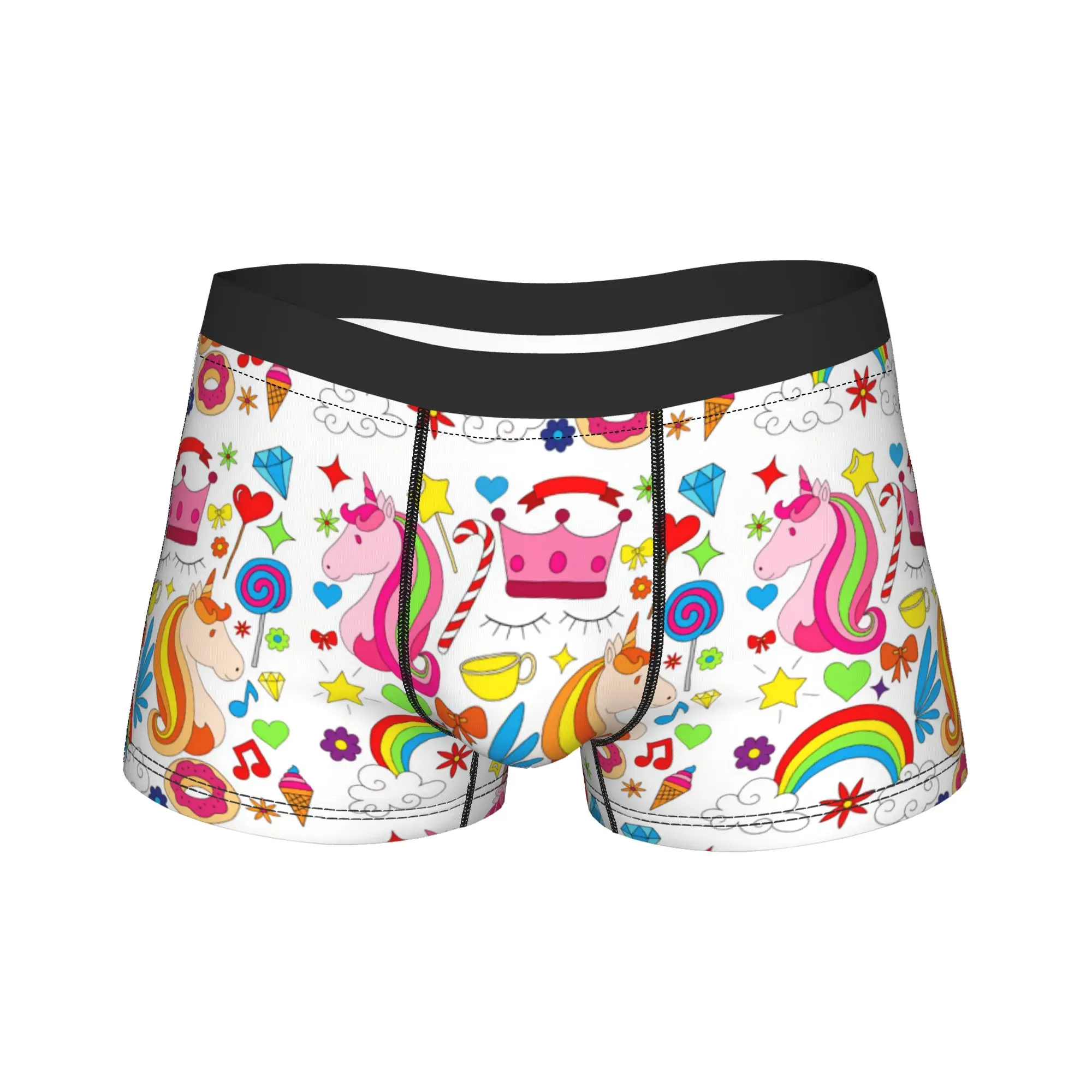 Unicorn doodle design Underwear  Men Underpants Print Comfortable Boxershorts Hot Sale Shorts Briefs Plus Size