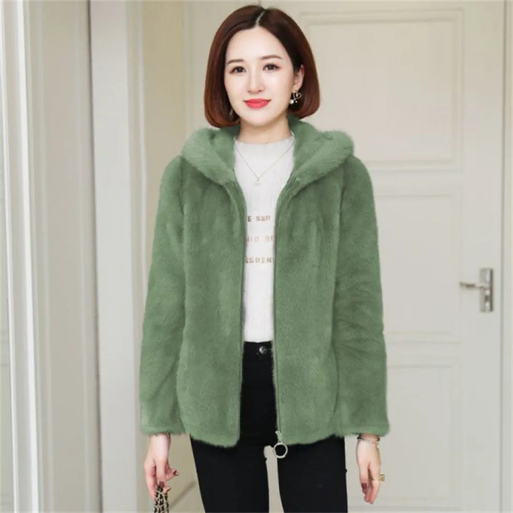 Padded and Thickened Women\'s Jacket Double-sided Coral Velvet Autumn and Winter Korean Version of the Loose Hooded Warm Sweater