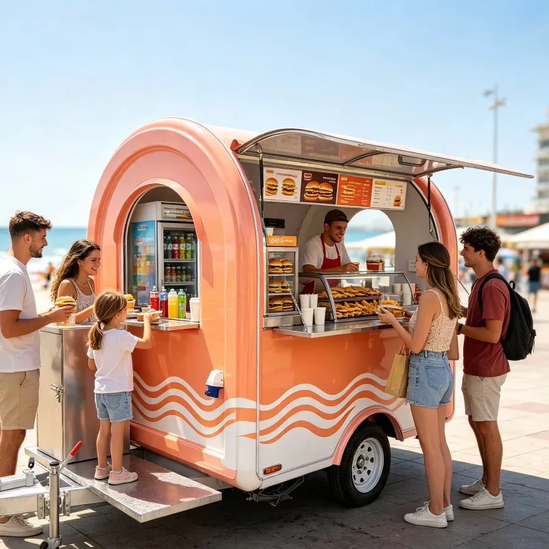 Quick Assembly Disassembly Mobile Catering Cart European Compliance Portable Food Trailer Street Vending Events Fairs Candy