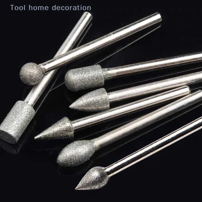 Mini cabezales de molienda de diamante de 20 piezas, kit de herramientas de taladro rotativo de vástago de 3mm, accesorios abrasivos
