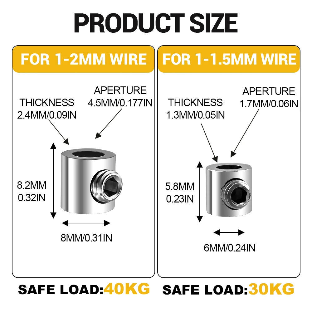 1.2/2mm Coated Steel Wire Rope Kit Adjustable Cable Clamp Metal Fixing Clip For Billboard Hanging Lighting Suspension Solution - view 6