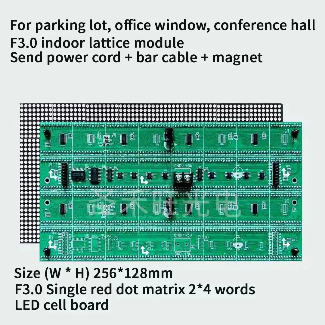 Display a LED per interni con modulo display rosso a matrice di punti F3.0 da 256 * 128 mm 64 * 32 pixel per installare lo schermo LED