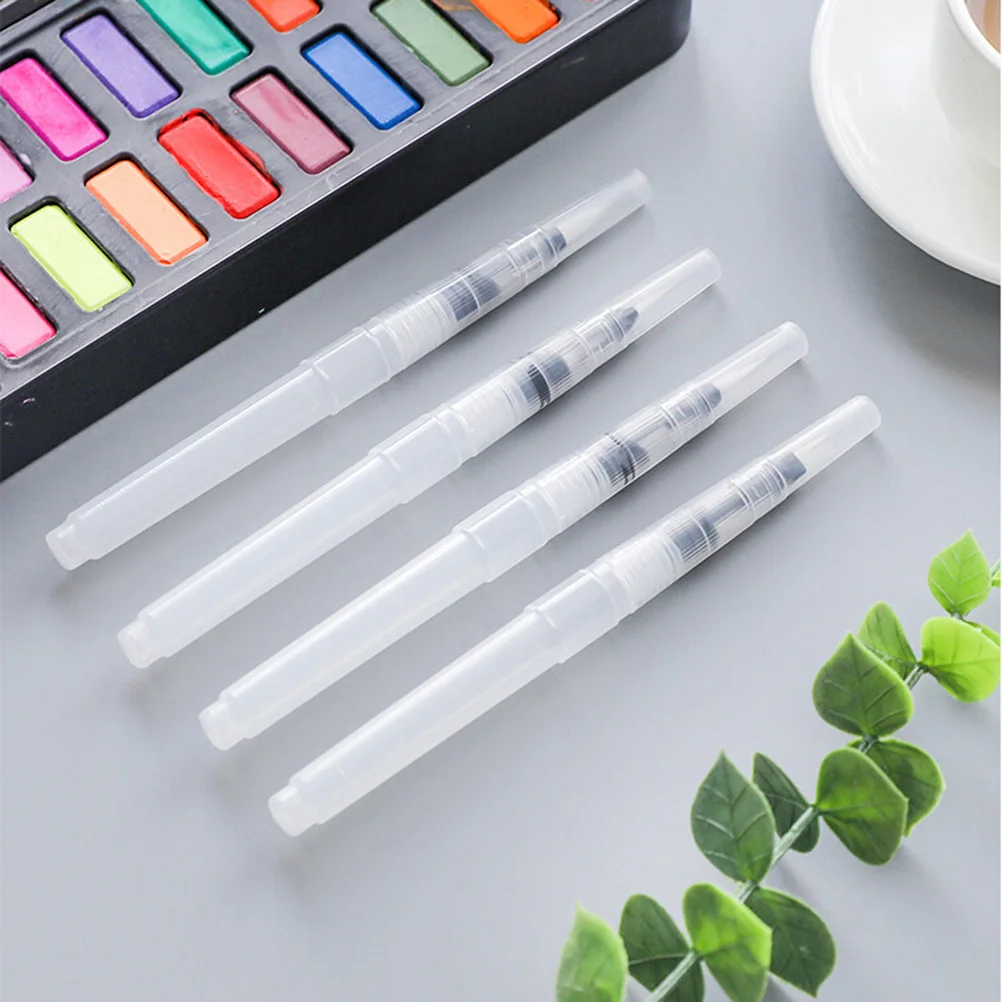 

4Pcs Water Brush Pen Set Durable Water Soluble Colored Pencils Easy Clean Ink Control Brush Markers for Fast Watercolor Painting
