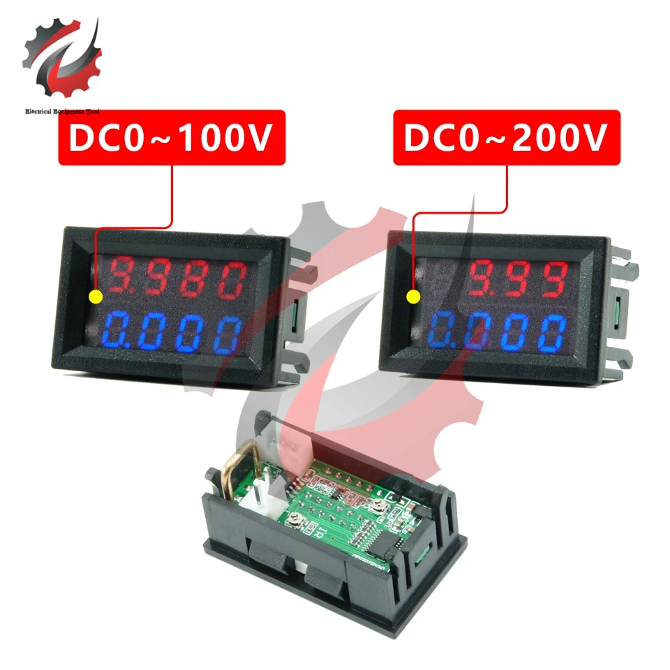 0.28 Inch Dc 0-100V 10A Mini Digitale Voltmeter Amperemeter 4 Bit 5 Draden Voltage Current Meter Tester blauw Rood Dual Led Display