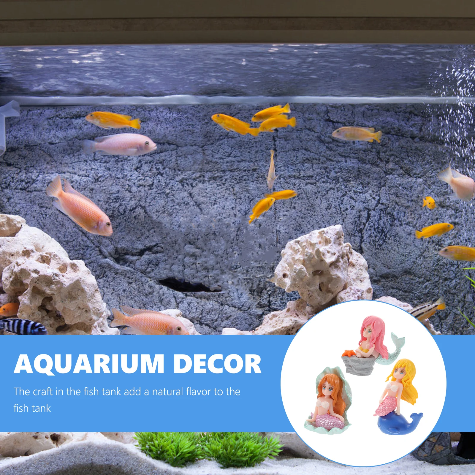 

3pcs Figures Accessories Desktop s Fish Tank Decor Chic Decor Tabletop Mermaid Lovely Aquarium Mermaid Fish Tank Supply