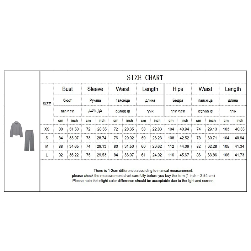 Guobioziy 2026 Autumn Women's Gray Two-Piece Set Stand Collar Zip-Up Short Jacket and High-Waist Wide-Leg Pants Office Outfit