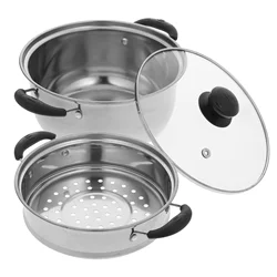 Thick Stainless Steel Soup Pot Deep Household Casserole Steamers Kitchen Cookware Electric Stove Compatible