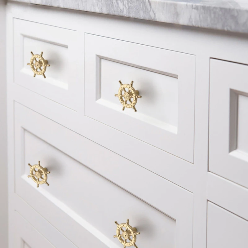 Modern Zinc Alloy Cabinet Handle Gold Kitchen Handle Silver Wardrobe Door Handle Rudder Steering Wheel Furniture Handle Hardware