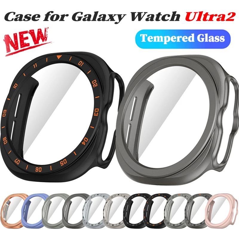 Hülle für Samsung Galaxy Watch Ultra2 47mm, Hartschale mit gehärtetem Glas, Displayschutz für Galaxy Watch 9 Ultra2 Zubehör.