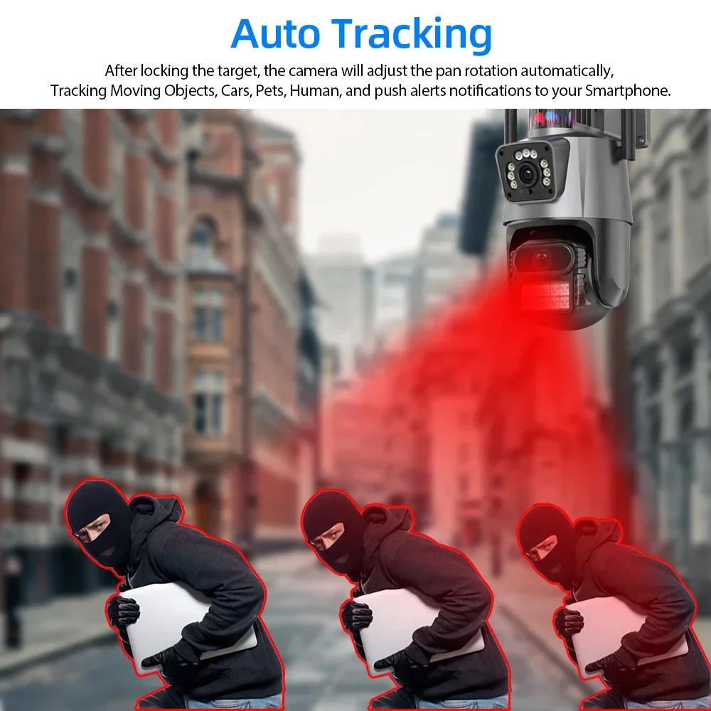 8mp ptz wifi kamera dual objektiv auto tracking ai menschliche erkennung cctv video außen überwachungs kamera sicherheit ip kameras icsee