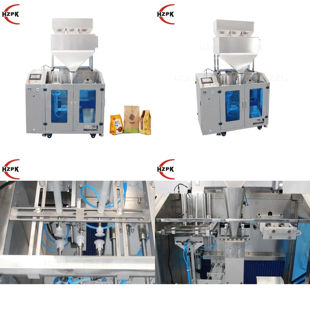 HZPK Stand Up Pouch Packaging Machine Automatic Bag Food Plastic Mylar Premade Pouch Filling and Sealing Packaging