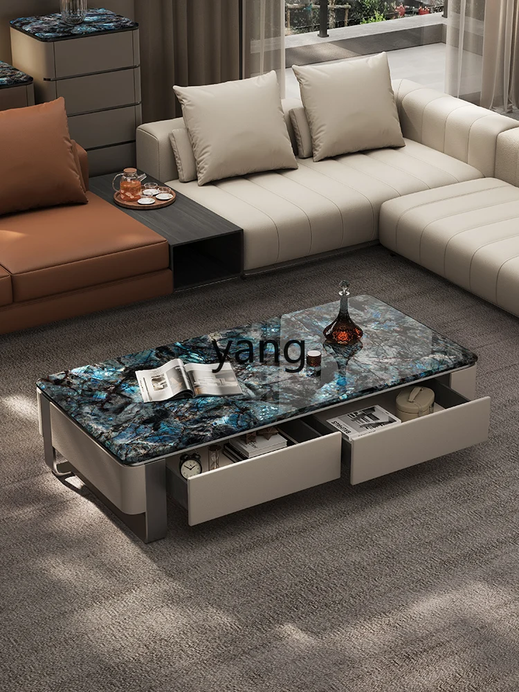 LMM Italian minimalist marble coffee table living room home light luxury high-end solid wood coffee table