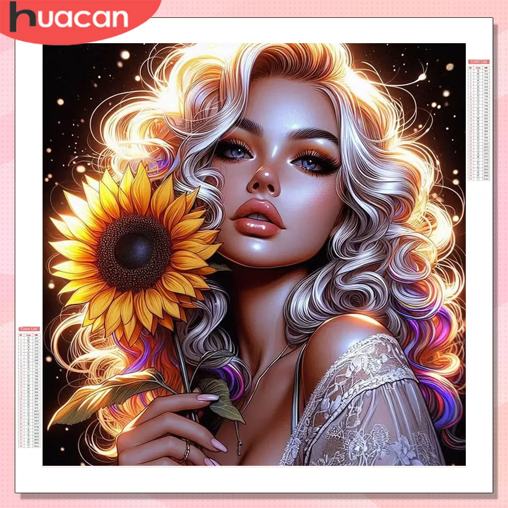 HUACAN Diamond Art Painting Kits Woman Portrait Full Drill P