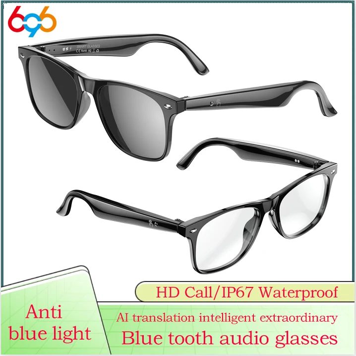AI ترجمة ذكي نظارات الأسنان الزرقاء HD دعوة للماء النظارات الذكية مساعد صوت الموسيقى المضادة للضوء الأزرق النظارات الشمسية