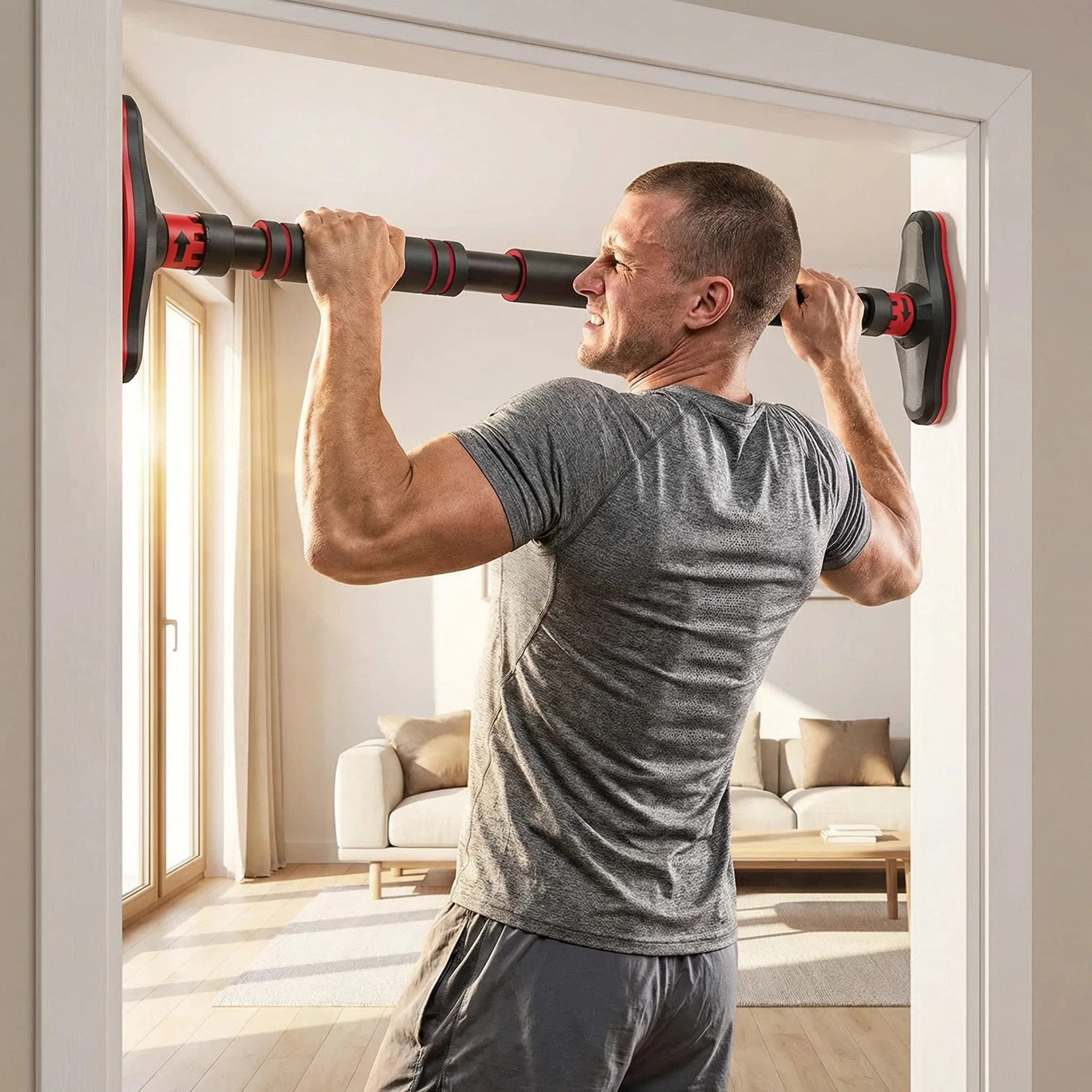 多機能ドア懸垂バー フィットネス用水平バー 高さ調節可能 ネ - Door Pull Up Bar No Screw のレビューと価格